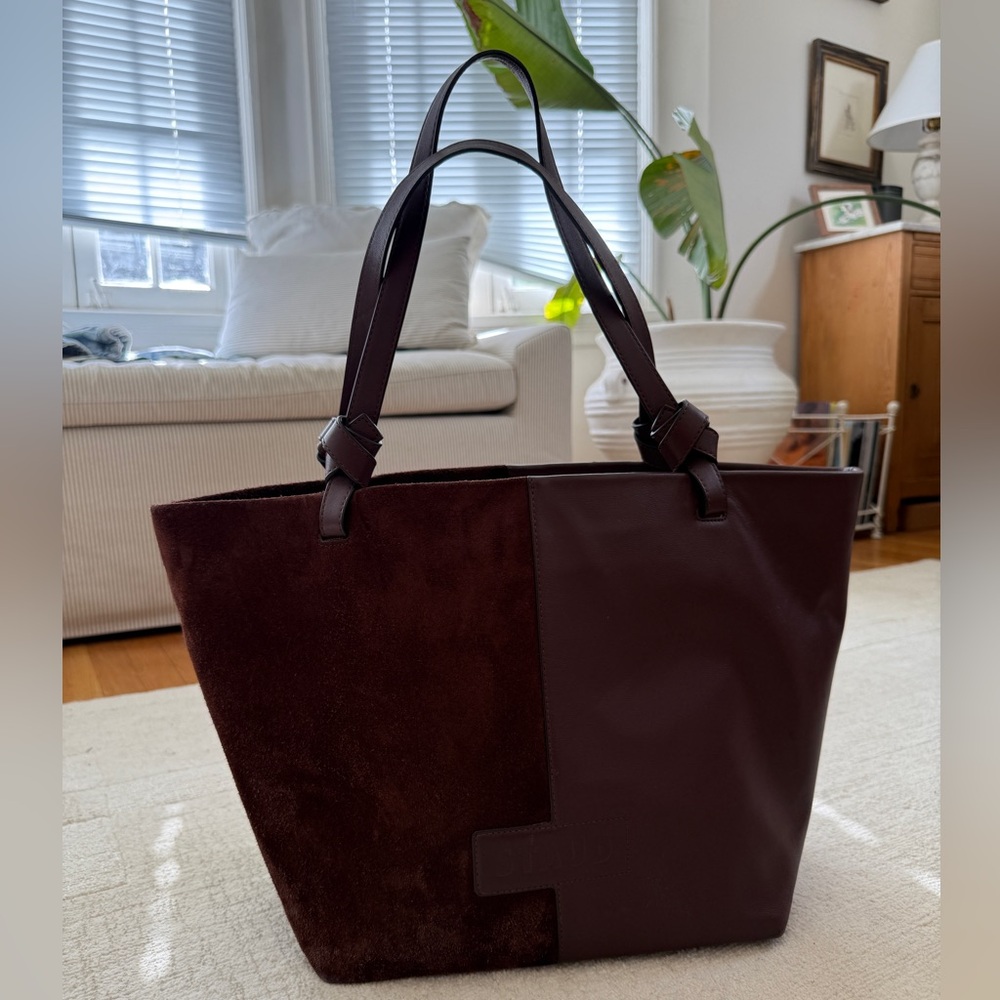 STAUD Brown Ida Suede & Leather Tote Bag